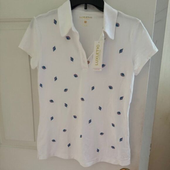 Lilly Pulitzer Tops - Lilly Pulitzer Luxletic Frida Polo Top White Sz S